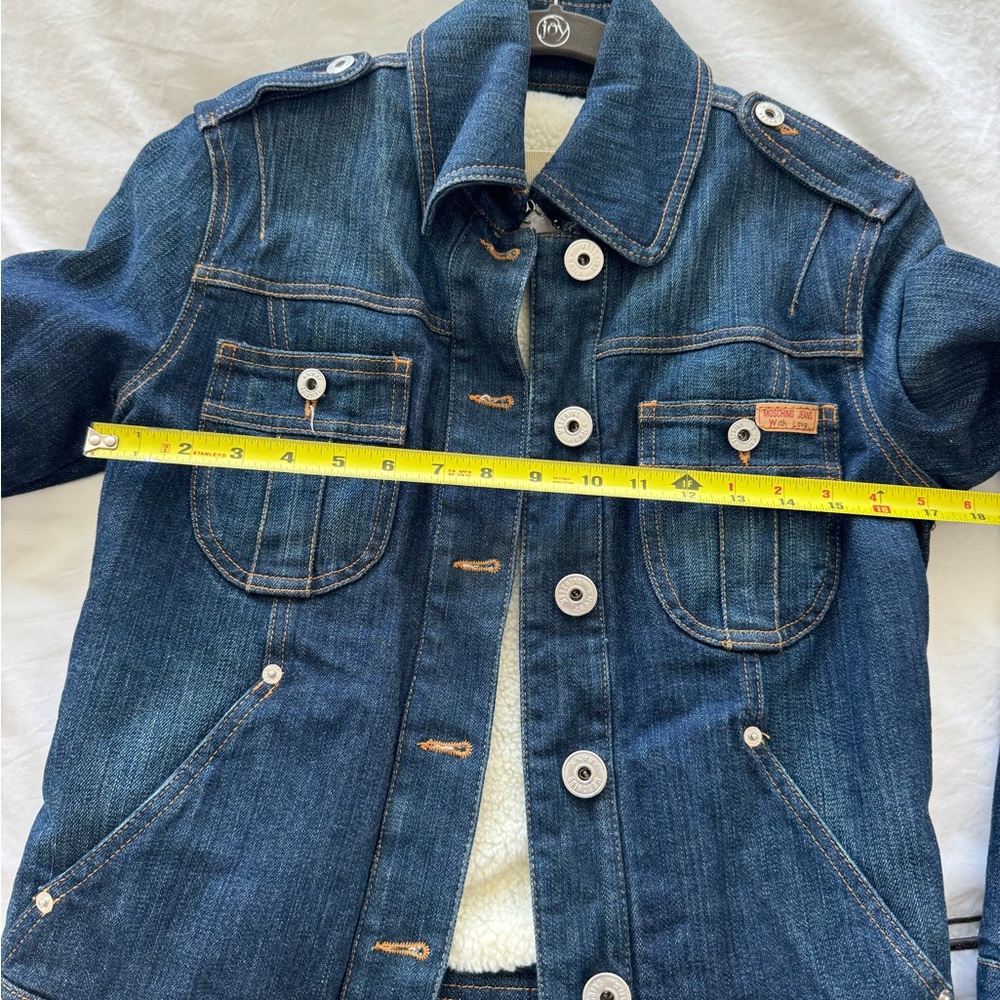 LOW START!! Moschino Jeans Blue Denim Jacket with Shirt Collar - Picture 9 of 12